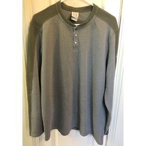 Avalanche Mens XL Green & Grey Long Sleeve Henley Pull Over Shirt